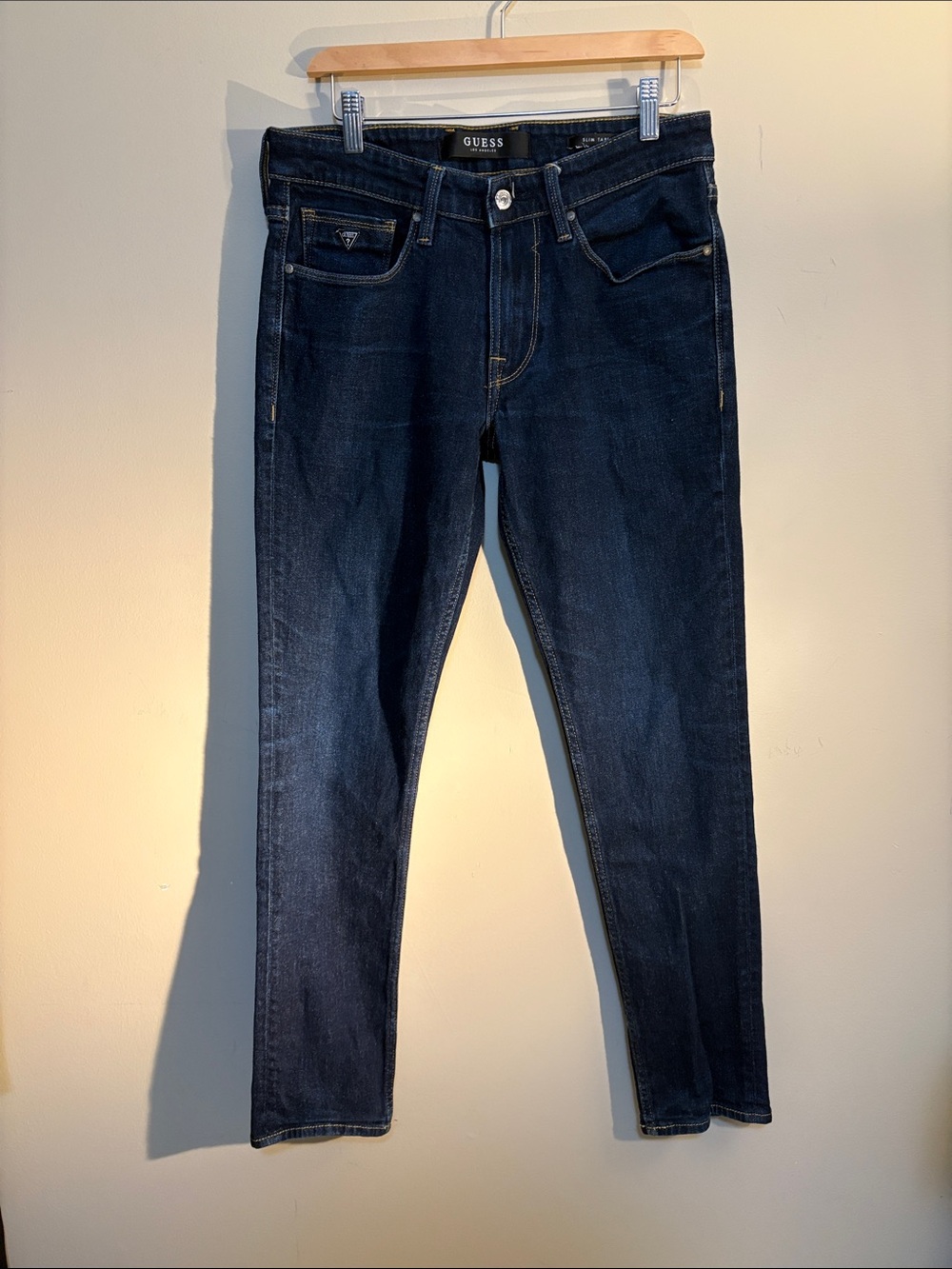 GUESS Men's Dark Indigo Slim Straight Jeans